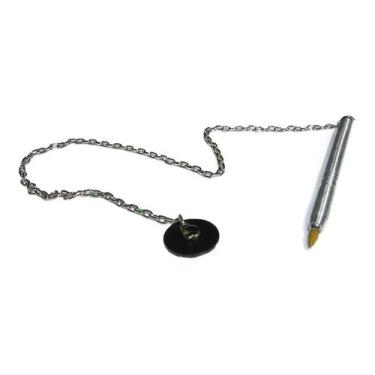 Imagem de Caneta Fixa Com Corrente P/ Balcão Mesa Tipo Moeda - XPTO, Preta