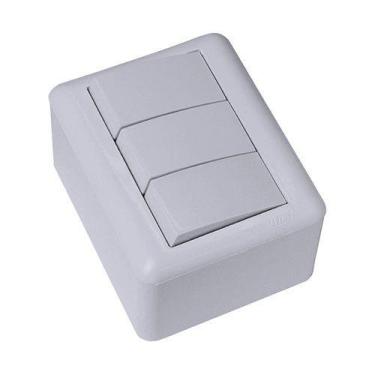 Imagem de Cj interruptor triplo (2 simples + 1 paralelo) sobrepor - blux overlap