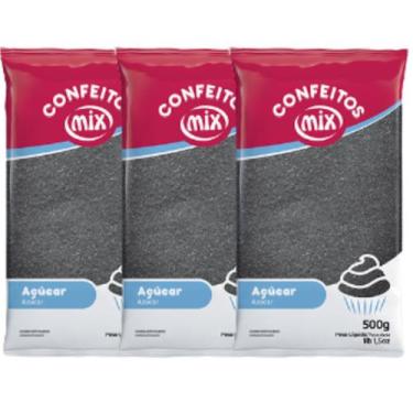 Imagem de Açúcar Colorido Algodão Doce Pipoca Doces Bolo 1,5kg Mix, Preto