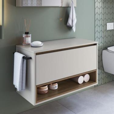 Imagem de Gabinete de Banheiro Suspenso 80cm com 1 Nicho 1 Toalheiro 1 Porta - P