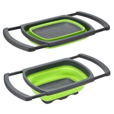 Imagem de Escorredor De Alimento Retrátil Silicone Dobrável Verde  - Members Mar