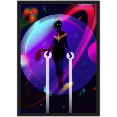 Imagem de Quadro Decorativo Capitã Marvel Nerd Geek Decorações Com Moldura - Vit