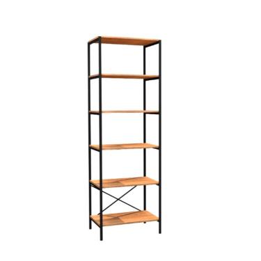 Imagem de Estante Trento Madeira e Preta 180 cm