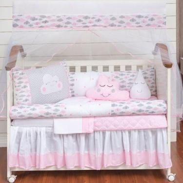 Imagem de Kit enxoval de berço com lençol de algodão 12 peças nuvem rolo - Bruce