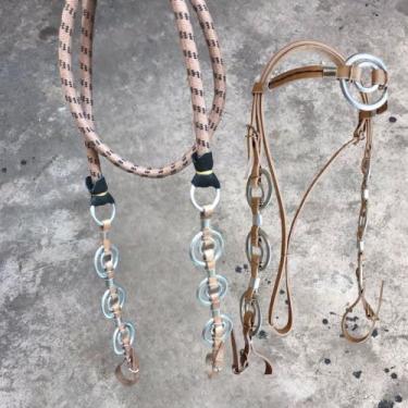 Imagem de Cabeçada E Redea Argolada Couro Leg Cavalo Mula Eguas Burros - AF COUR