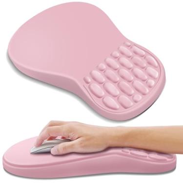Imagem de YIWEI Mouse pad ergonômico com suporte para descanso de pulso, mousepad com descanso de pulso de espuma viscoelástica confortável e base de poliuretano antiderrapante para alívio da dor, computador,