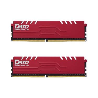 Imagem de DATO 32GB RAM (16GBx2), DDR4 3200MHz com dissipador de calor, PC4-25600 CL16 1,35V 288-Pin Non-ECC UDIMM, módulo de memória de desktop para jogos, vermelho extremo