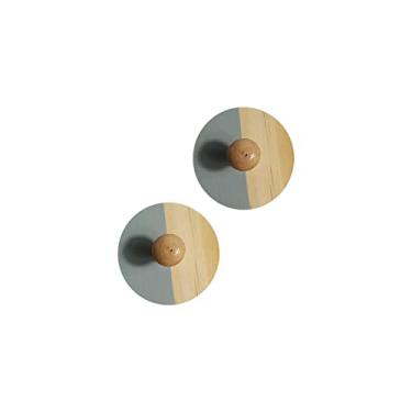 Imagem de Oikos - Kit 2 Ganchos Adesivos de Parede em Madeira