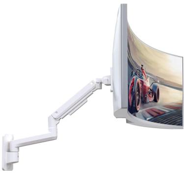 Imagem de Suporte de parede para monitor ultrawide de 17-49 polegadas, braço de monitor único que comporta telas de 2 a 20 kg, suporte de parede de alumínio premium ajustável com VESA máximo 100 x 100 para