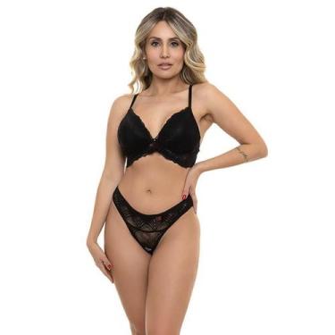 Imagem de Conjunto Rendado Preto Sepie 14356 Bojo Triangular, Preto, G