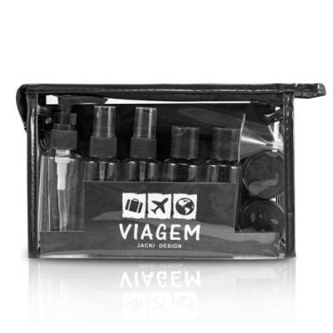 Imagem de Necessaire com Frascos para Viagem 10 Peças Jacki Design Preto