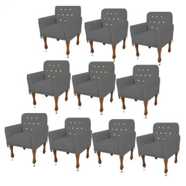 Imagem de Kit 10 Poltrona Cadeira Decorativa  Mona Luxo com Strass Sala de Estar