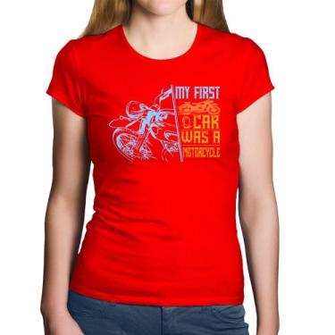 Imagem de Baby Look Algodão My First Car Was A Motorcycle - Foca na Moda, Vermel