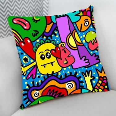 Imagem de Almofada Decorativa Cheia c/ Zíper 40x40cm,Monstros Desenho - Deluzz