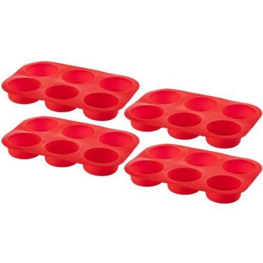 Imagem de 4 Formas Silicone Antiaderente 6 Cavidades Cupcake Sortida - QUALITY H