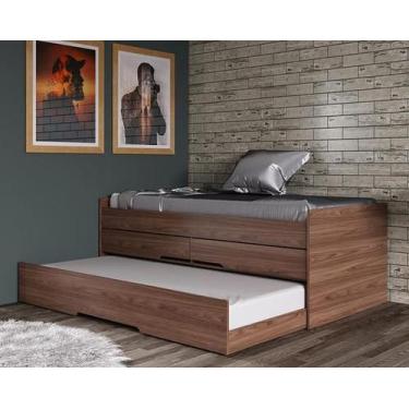 Imagem de Cama com auxiliar + baú colchão 0,88 juliette capuccino - village móve