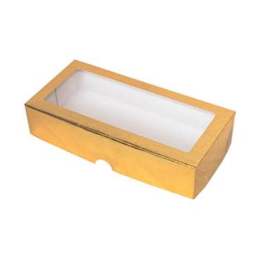 Imagem de Caixa de Papel com Visor S1 (6cm x 9cm x 4cm) Dourada  - 10 unidades -