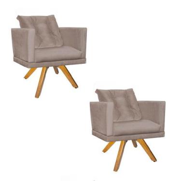 Imagem de Kit 02 Poltrona Milena Confort Base Giratória Caramelo Com Almofada Sa