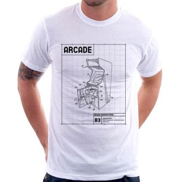 Imagem de Camiseta Arcade Fliperama Projeto - Foca na Moda, Branco, P