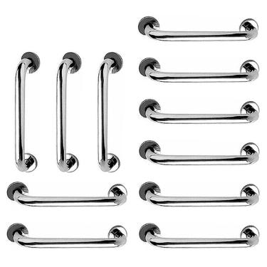 Imagem de Barra de Apoio 40cm Aço Inox Kit 11 Unidades Idoso Banheiro Box Cadeirante Gestante Acessibilidade Suporte Resistente Corrimao Escada