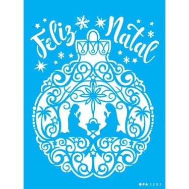 Imagem de Stencil Opa 15 X 20 cm - Bola de Natal Manjedoura - 3283 - Opa Criando