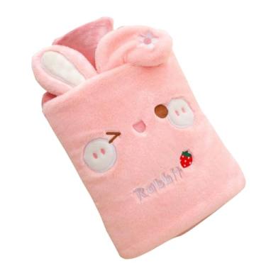 Imagem de Garrafa de água quente com tampa, bolsa de água quente de 2000 ml para compressa quente e fria, aquecedor de pés de mão para coelho de inverno - rosa