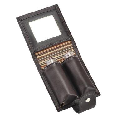 Imagem de Porta Batom Duplo LIP em Couro Galvani, Marrom Café