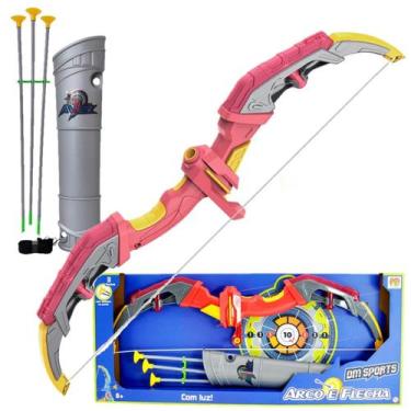 Imagem de Arco E Flecha De Brinquedo Alvo 3 Flechas Lançador Com Luz - DM Sports
