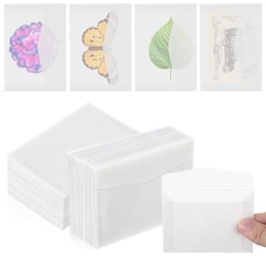 Imagem de Envelopes de vidro com 50 peças, 9 × 7 cm, sacos de papel de vidro para carimbos, envelopes transparentes e translúcidos, envelopes autovedantes para sementes, moedas, cartão de bilhete de loteria