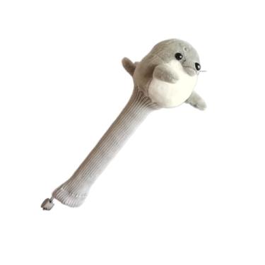 Imagem de Fancyes Capa de cabo de raquete de badminton desenho animado para mulheres e homens decorativo de malha absorvente universal pelúcia animal raquete de tênis, Cinza