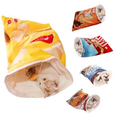 Imagem de Bolsa de brinquedo para túnel de gato, saco de dormir para gatos em ambientes internos, dobrável, portátil, durável, brinquedo interativo de gatinhos (batata frita)