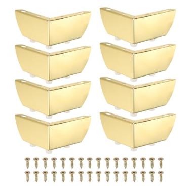Imagem de PATIKIL Pernas de móveis de metal 5 cm, pacote com 8 pés de móveis triangulares, pernas de substituição, estilo moderno, para armário, mesa, sofá, cômoda, dourado