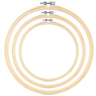 Imagem de TINDTOP 3 Peças de Bastidor de Bordado, 8" A 12", Moldura de Bambu, Círculo, Ponto Cruz, Conjunto de Bastidor de Bordado para Bordado e Ponto Cruz