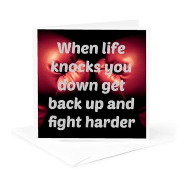 Imagem de Cartão de felicitações - When Life Knocks You Down get Back Up and Fight Harder, Boxing - a Sport Quotes
