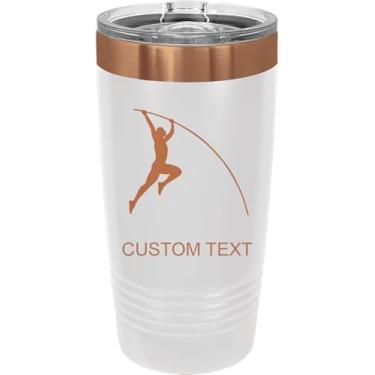 Imagem de Cofre masculino com vara, copo de aço inoxidável personalizado gravado a laser 590 ml café de viagem branco/ouro rosa banhado a íon parede dupla carro caminhão anel caneca personalizável, tampa