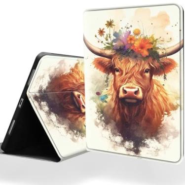 Imagem de DSRGRGFDJ Capa para tablet para iPad 10,5 polegadas iPad Pro (2017)/iPad Air 3 com função magnética automática despertar/hibernar e suporte ajustável em vários ângulos - Highland Cow