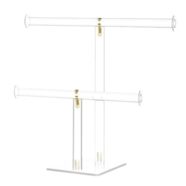 Imagem de Deevoka Suporte de jóias organizador cabide de jóias 2 camadas acrílico brincos expositor titular para colar loja venda mostrar cômoda