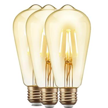 Imagem de Lâmpada Filamento LED ST64 Decorativa Retrô Vintage Âmbar Bivolt VRS Lighting (Kit 3 Unidades)