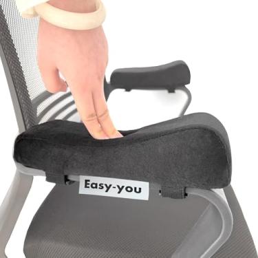 Imagem de Easy-you Capas de apoio de braço para cadeira de escritório, conjunto de 2 almofadas confortáveis para apoio de braço (2 almofadas pretas para apoio de braço)