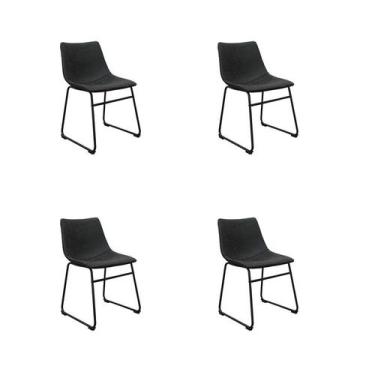 Imagem de Kit 4 Cadeiras Bruna Preta Poliuretano Rivatti
