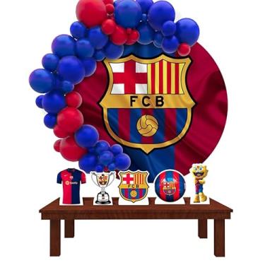 Imagem de Kit Decoração Painel Redondo Festa de Aniversário Infantil Barbarlona Futebol
