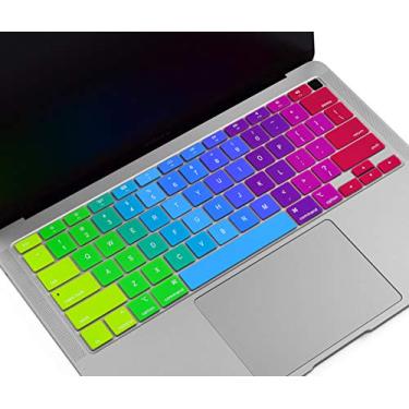 Imagem de Capa para teclado MacBook Air 13, película protetora de silicone para MacBook Air 13 A2337 M1 A2179 versão com Touch ID 2020, arco-íris