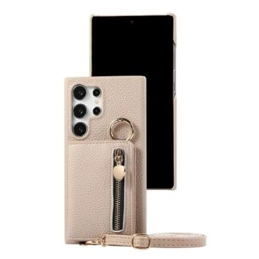 Imagem de Capa de celular tipo carteira crossbody para Samsung Galaxy S24 Ultra S23 S22 Plus A15 A35 A55 A05 A05S A25 A54 A24 A34 A14 Capa de couro, cáqui claro, para Galaxy A53