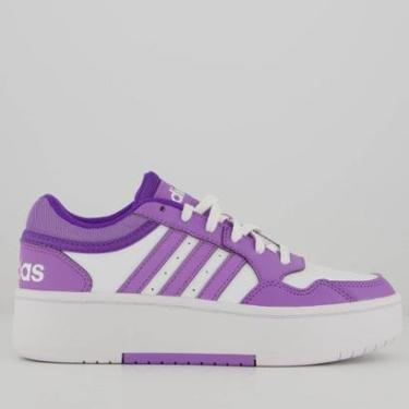 Imagem de Tênis Adidas Hoops 3.0 Bold Juvenil Branco e Roxo-Unissex
