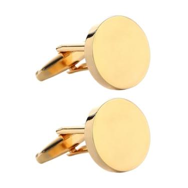 Imagem de Abotoadura Masculina Redonda inox Para Punho De Camisa Par Elegante (Dourado)