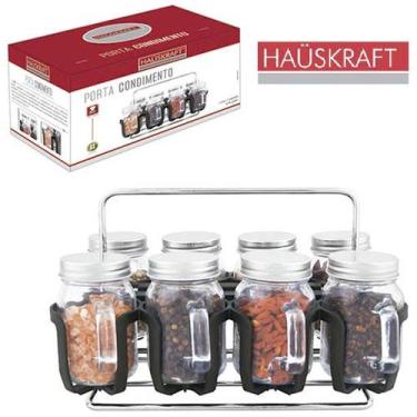Imagem de Porta condimento de vidro borossilicato com 8pecas 130ml + suporte ara