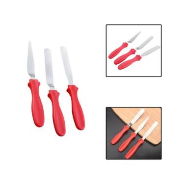 Imagem de Kit 3 Espátulas De Inox Para Confeitar Decorar Bolo Torta - UnyHome