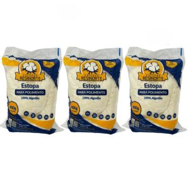Imagem de 03 Estopas Polimento 400g C/ Algodão 100% Resinorte Original