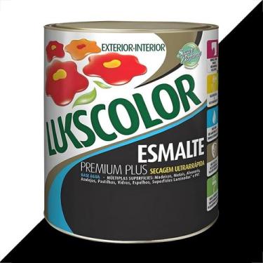Imagem de Tinta esmalte lukscolor base agua acetinado 900ml preto