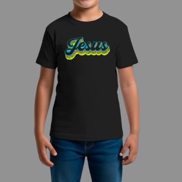 Imagem de Camisetas Infatil Religiosa Moda Cristã Manga Curta Gola Redonda Jesus